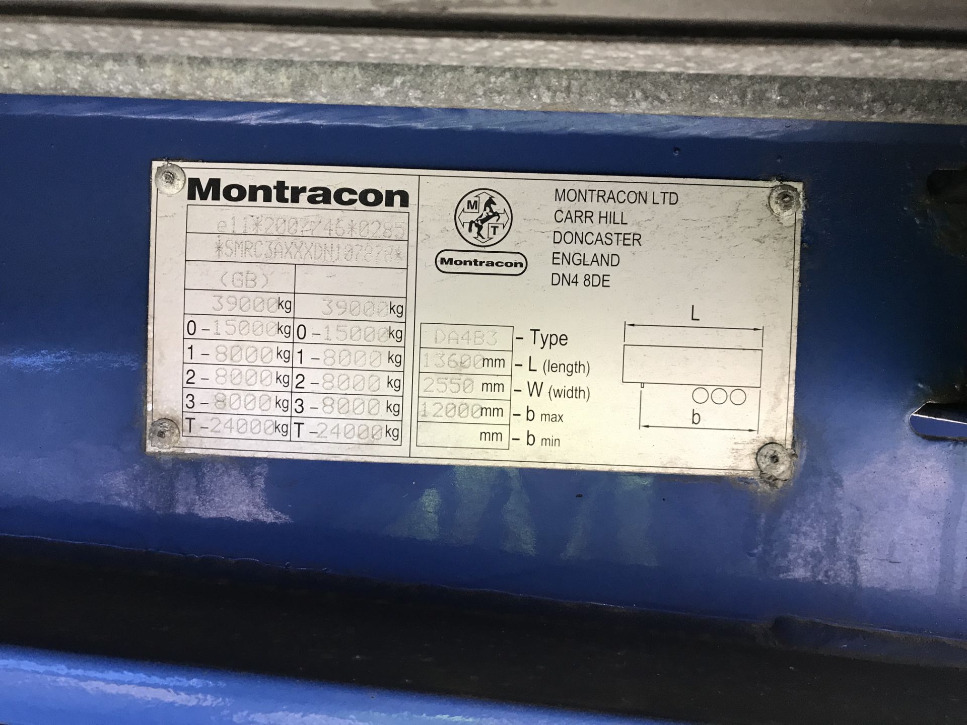 Montracon 13.6m Tri-Axle Curtainside Single Deck Semi-Trailer, chassis no. SMRC3AXXXDN107878, ID no. - Image 5 of 5