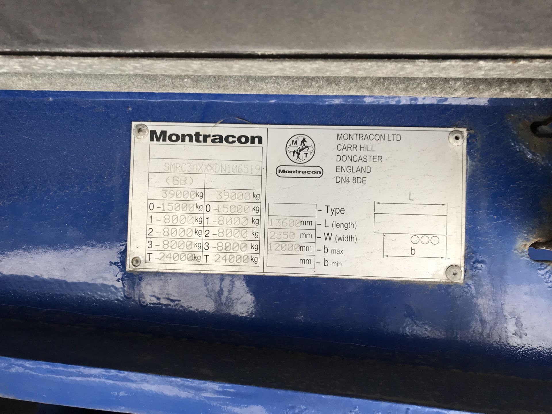 Montracon 13.6m Tri-Axle Curtainside Single Deck Semi-Trailer, chassis no. SMRC3AXXXDN106519, ID no. - Image 6 of 6