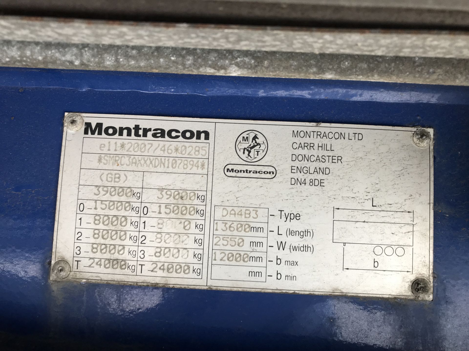 Montracon 13.6m Tri-Axle Curtainside Single Deck Semi-Trailer, chassis no. SMRC3AXXXDN107894, ID no. - Image 6 of 6