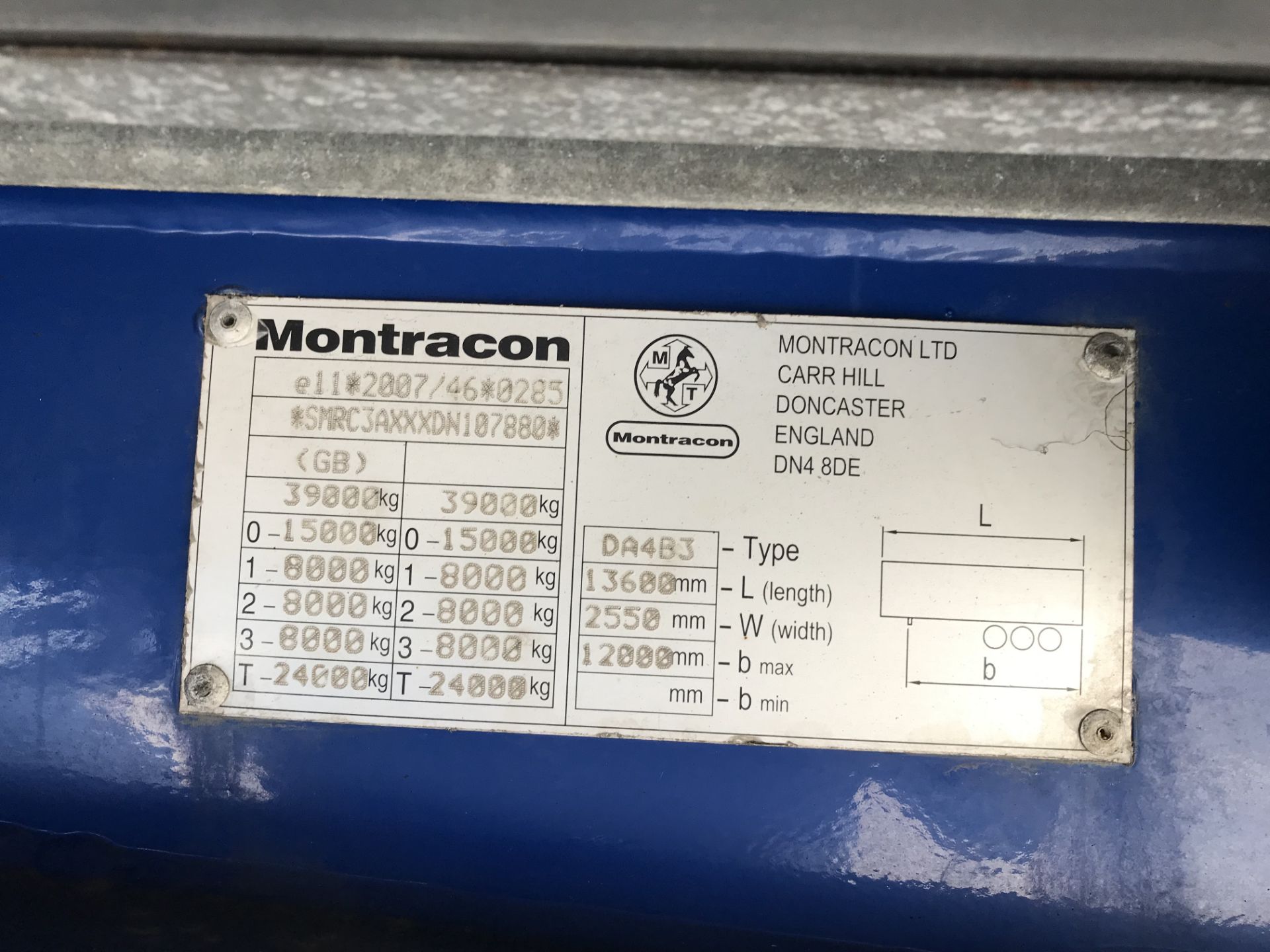 Montracon 13.6m Tri-Axle Curtainside Single Deck Semi-Trailer, chassis no. SMRC3AXXXDN107880, ID no. - Image 6 of 6