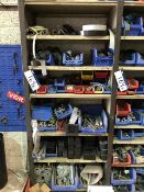 Contents to One Bay of Shelving, including curtain strapping, ratchets, pistons, rubber blocks,