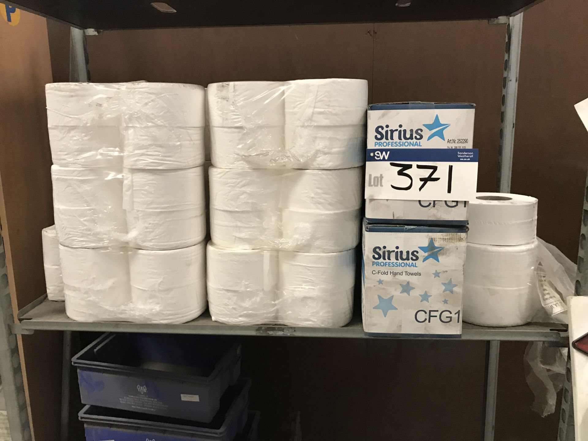 Assorted Toilet Paper & Hand Towels, as set out on one bay of rack (lot located at Bedfords