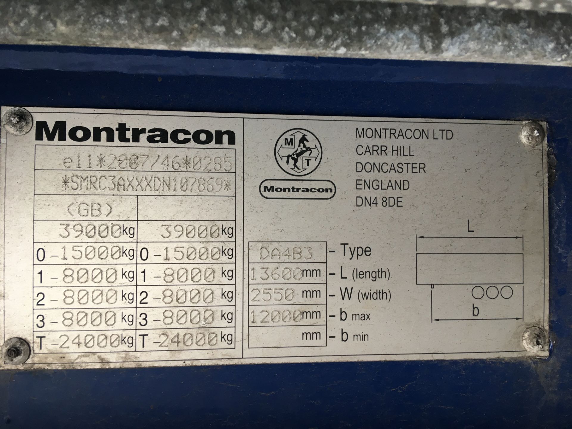 Montracon 13.6m Tri-Axle Curtainside Single Deck Semi-Trailer, chassis no. SMRC3AXXXDN107869, ID no. - Image 7 of 10