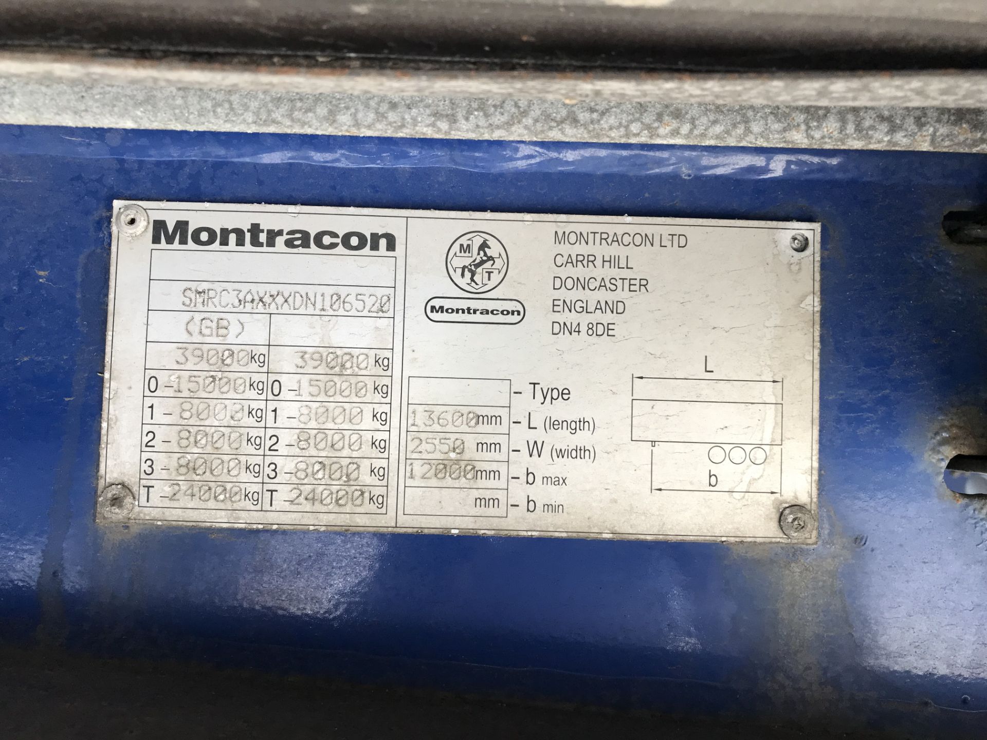 Montracon 13.6m Tri-Axle Curtainside Single Deck Semi-Trailer, chassis no. SMRC3AXXXDN106520, ID no. - Image 6 of 6