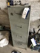 Four Drawer Steel Filing Cabinet, with contents including bulbs and electrical accessories (lot