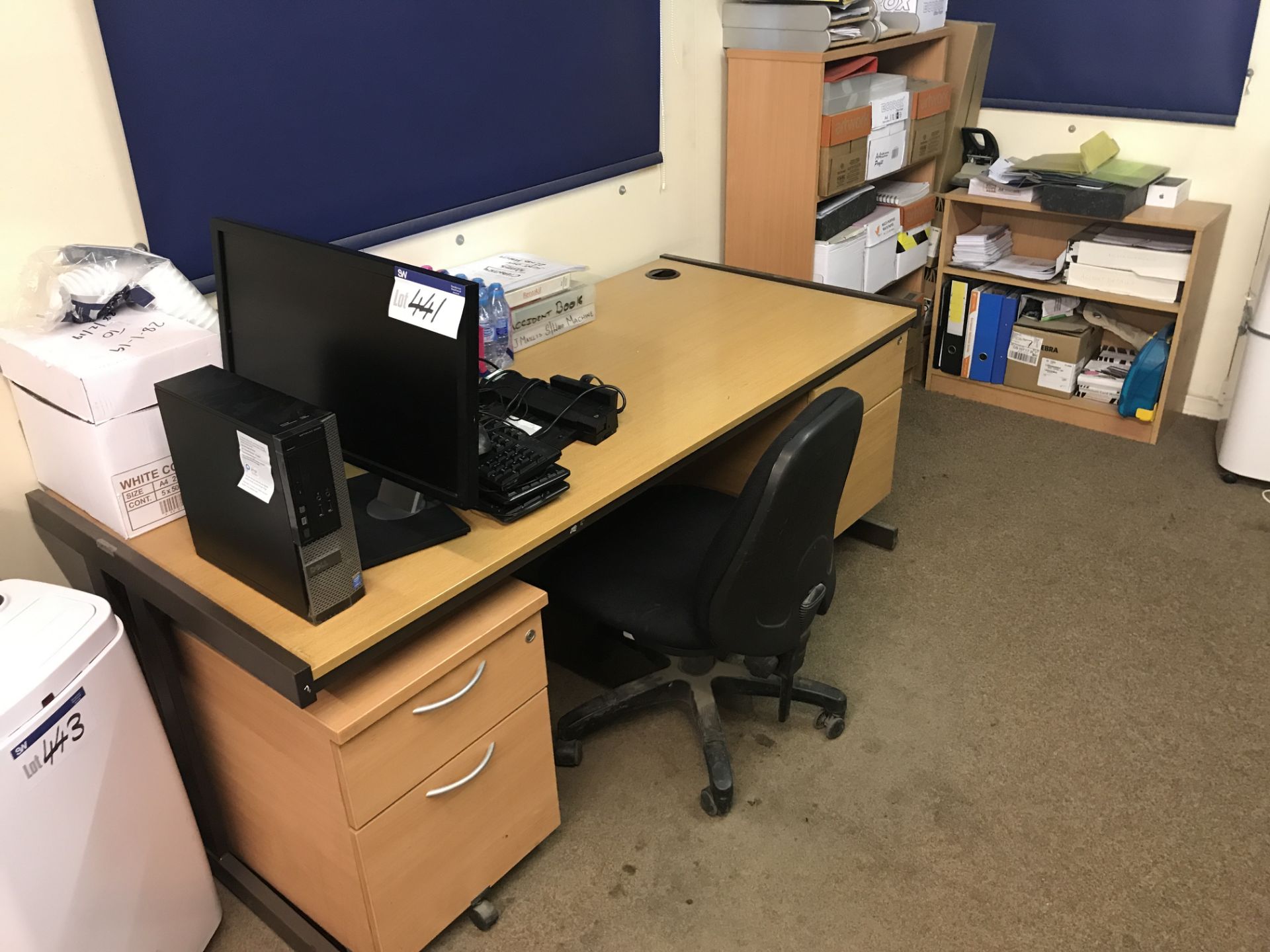 Contents of Office, including three cantilever framed desks, four desk pedestals, mobile shelf - Image 2 of 3