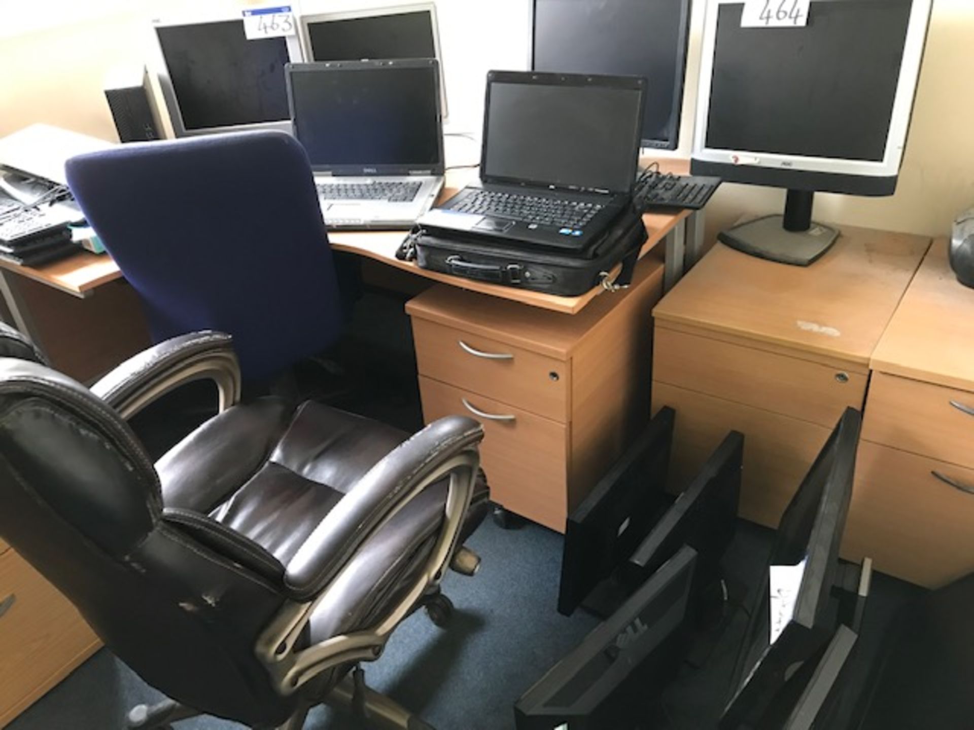 Contents of Office, including two curved front cantilever framed desks, four desk pedestals and - Image 2 of 2