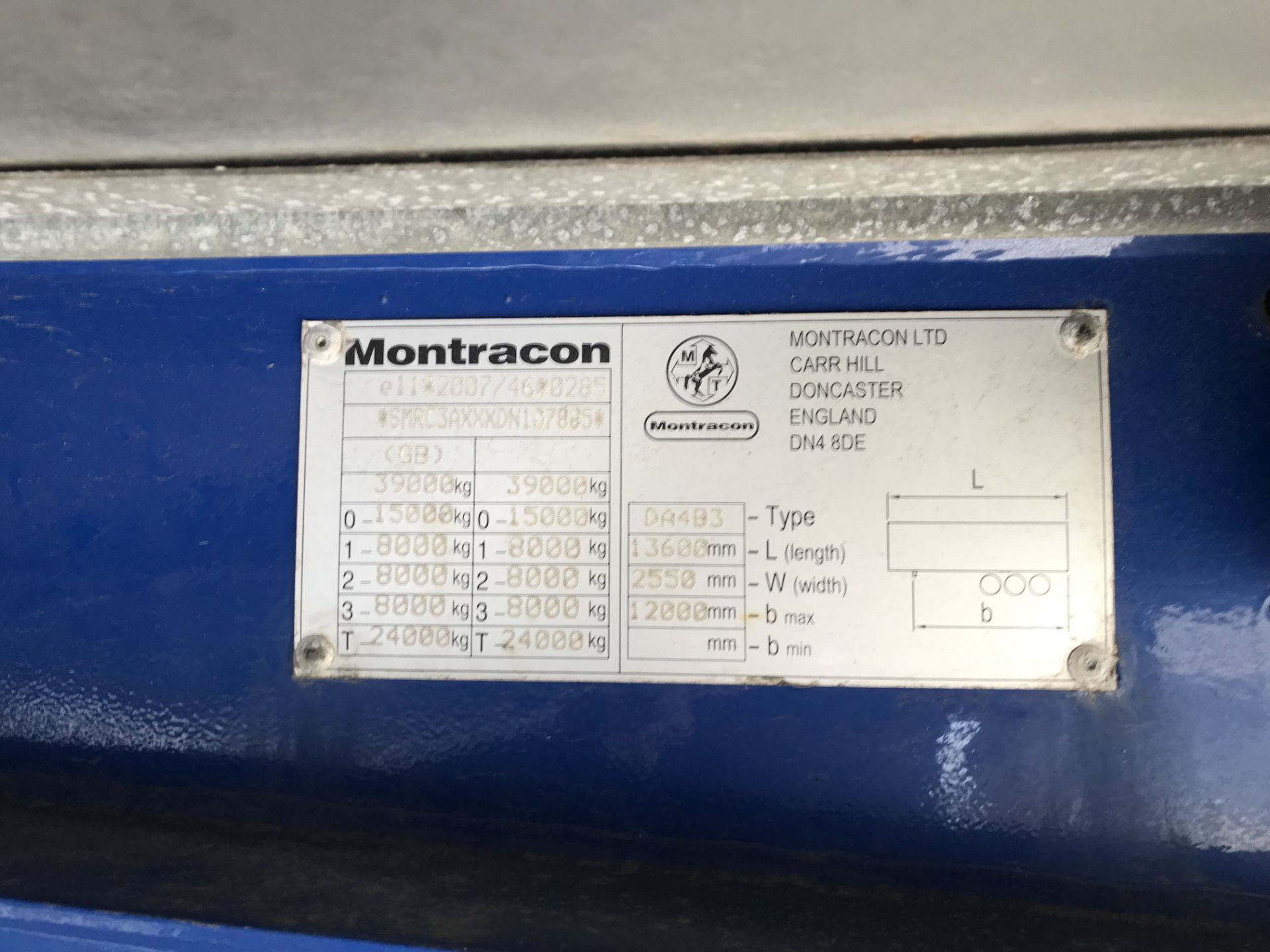 Montracon 13.6m Tri-Axle Curtainside Single Deck Semi-Trailer, chassis no. SMRC3AXXXDN107885, ID no. - Image 6 of 6