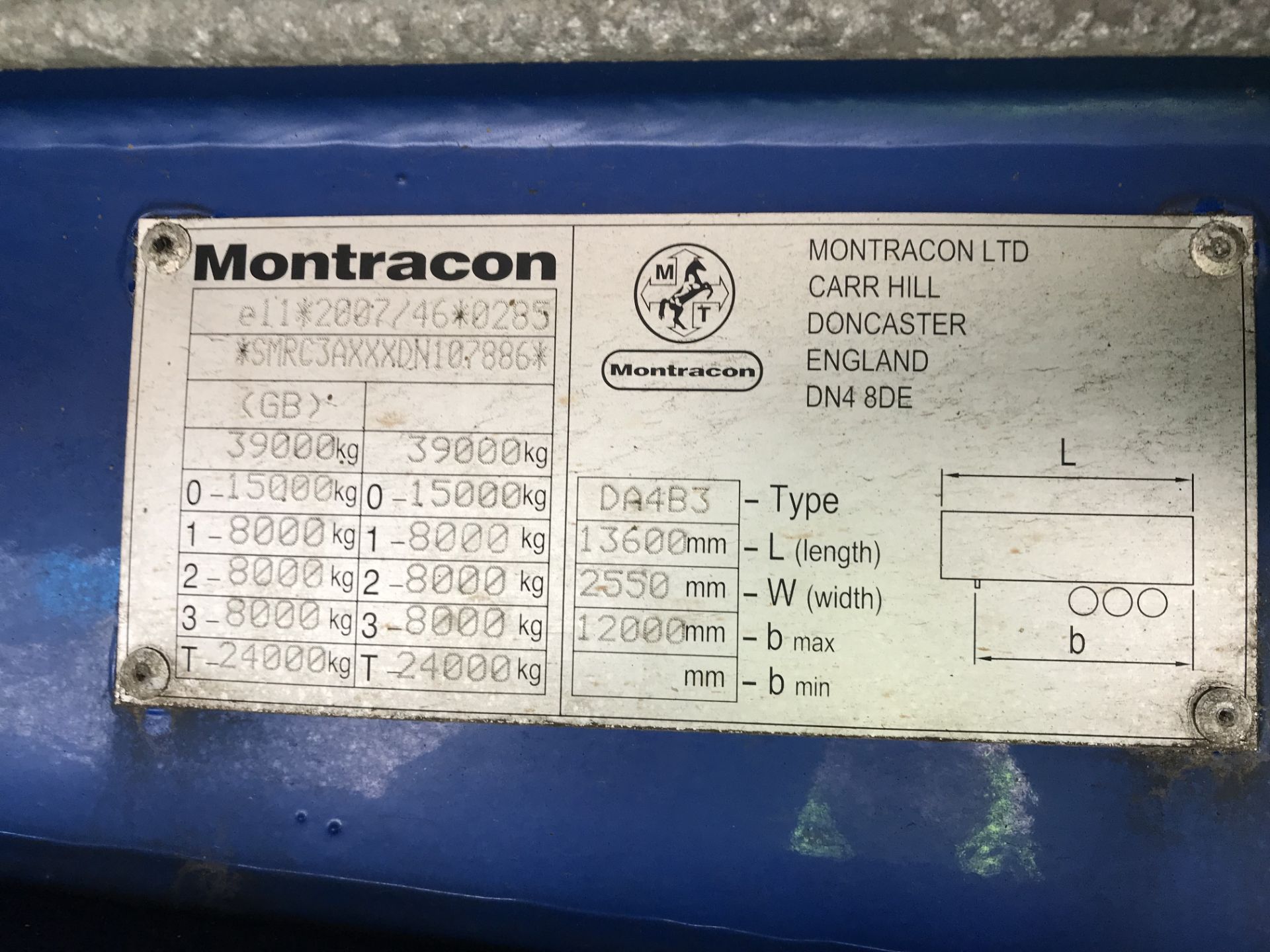 Montracon 13.6m Tri-Axle Curtainside Single Deck Semi-Trailer, chassis no. SMRC3AXXXDN107886, ID no. - Image 6 of 6
