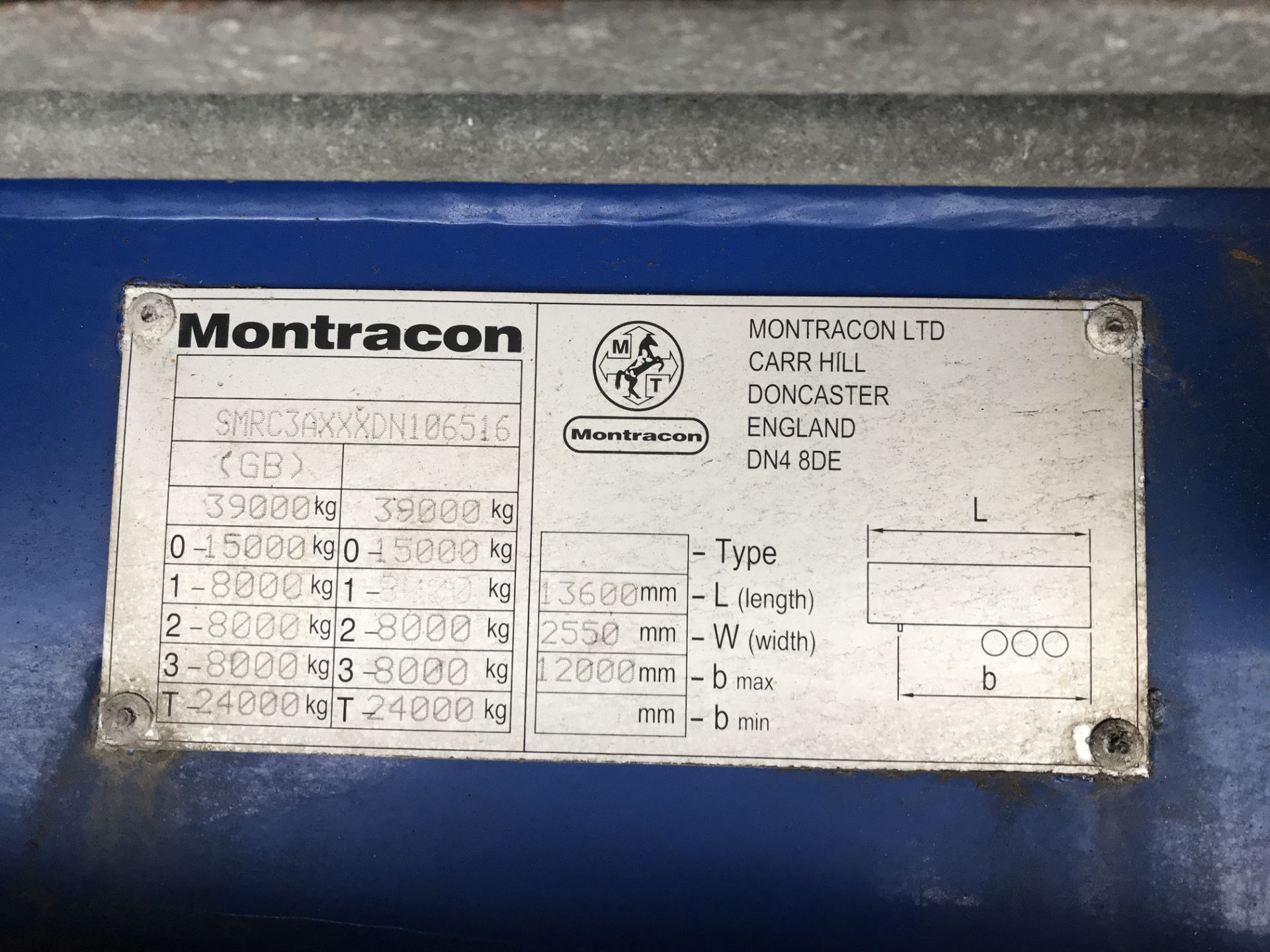 Montracon 13.6m Tri-Axle Curtainside Single Deck Semi-Trailer, chassis no. SMRC3AXXXDN106516, ID no. - Image 6 of 6