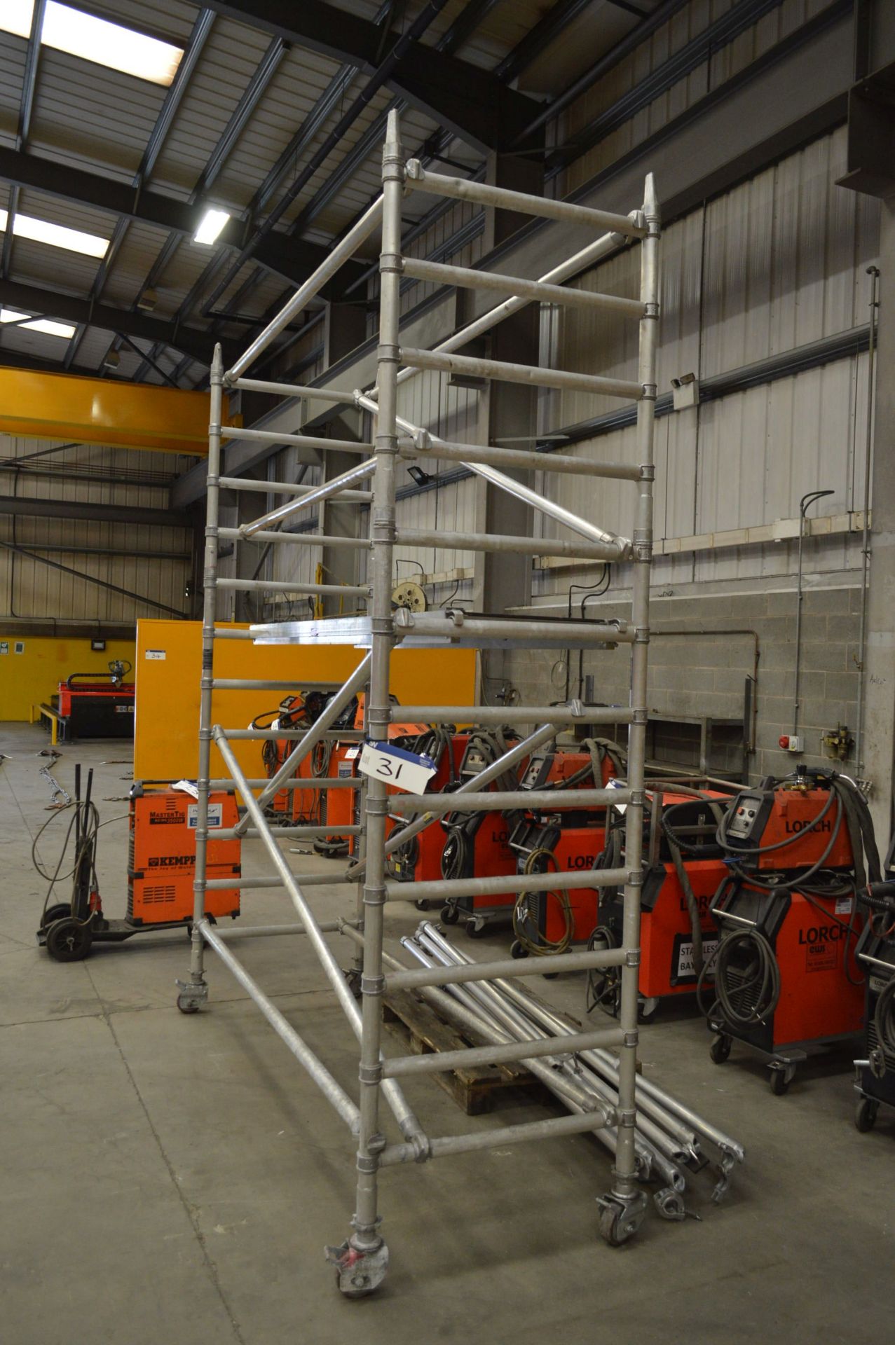 Alloy Scaffold Tower, with equipment on pallet