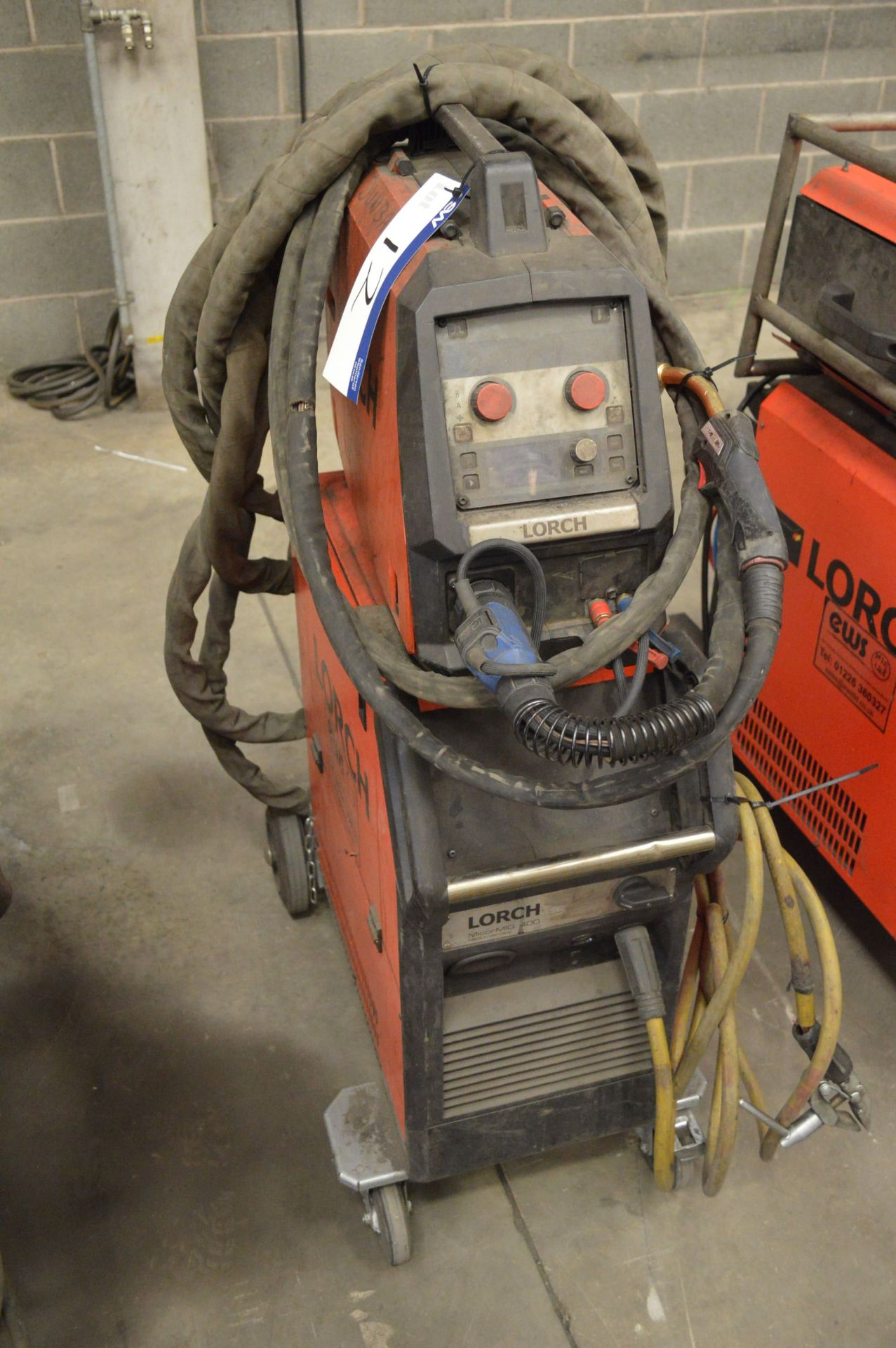 Lorch Micormig 400 Mig Welding Rectifier, serial no. 4062-2649-0021-8, with wire feed unit