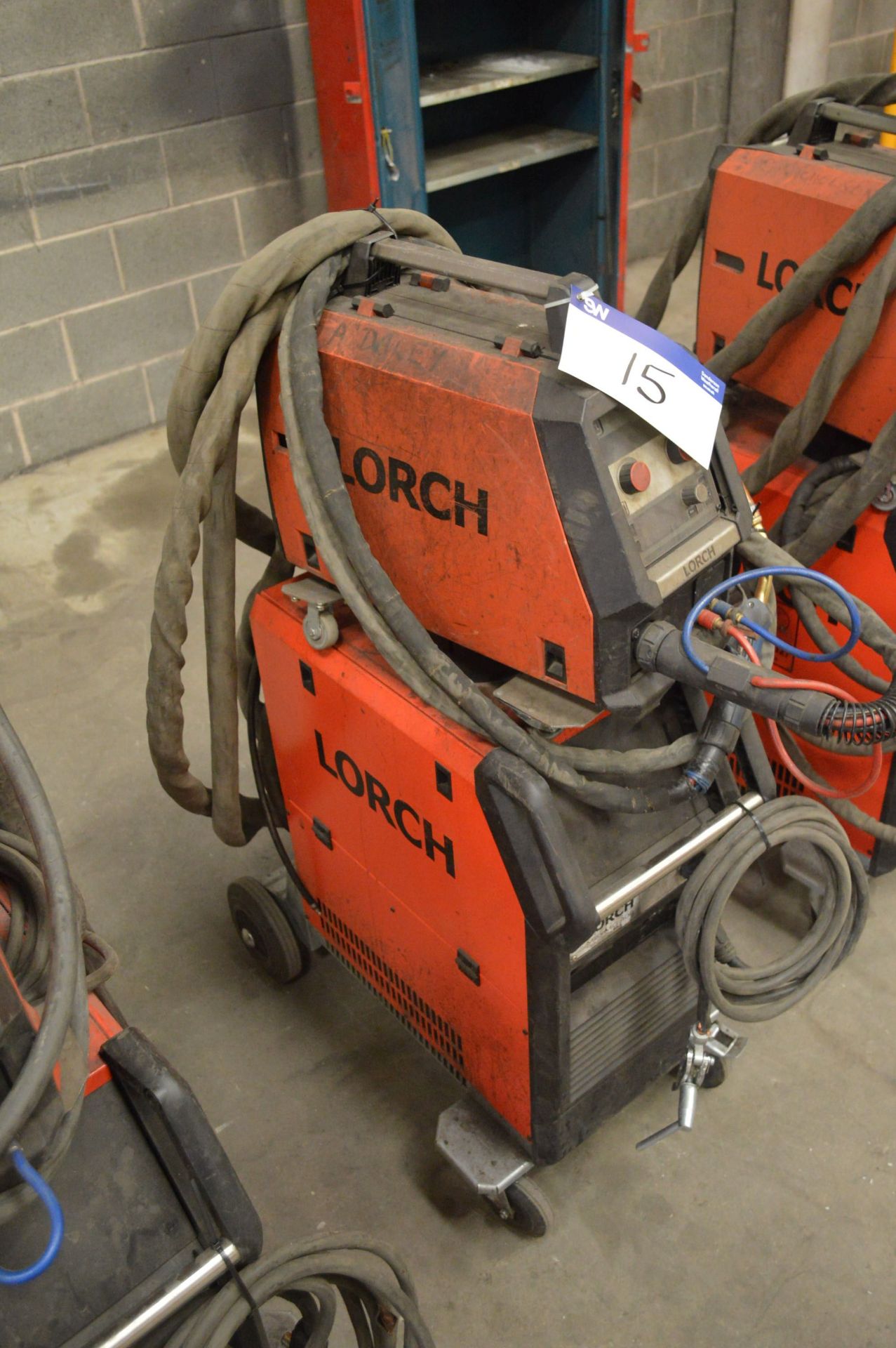 Lorch Micormig 400 Mig Welding Rectifier, serial no. 4062-2649-0023-2, with wire feed unit