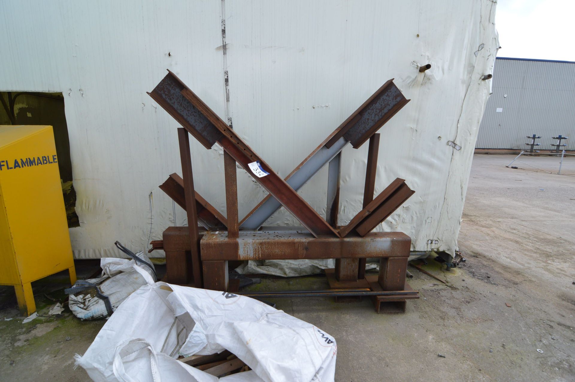 Four Fabricated Steel Trestles, with two v-stands and welding screen frame - Image 2 of 2