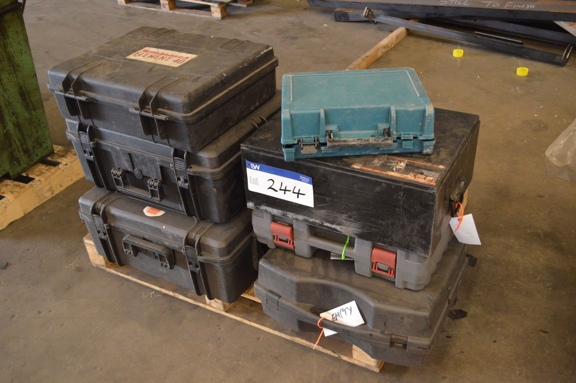 Empty Equipment Boxes, on one pallet