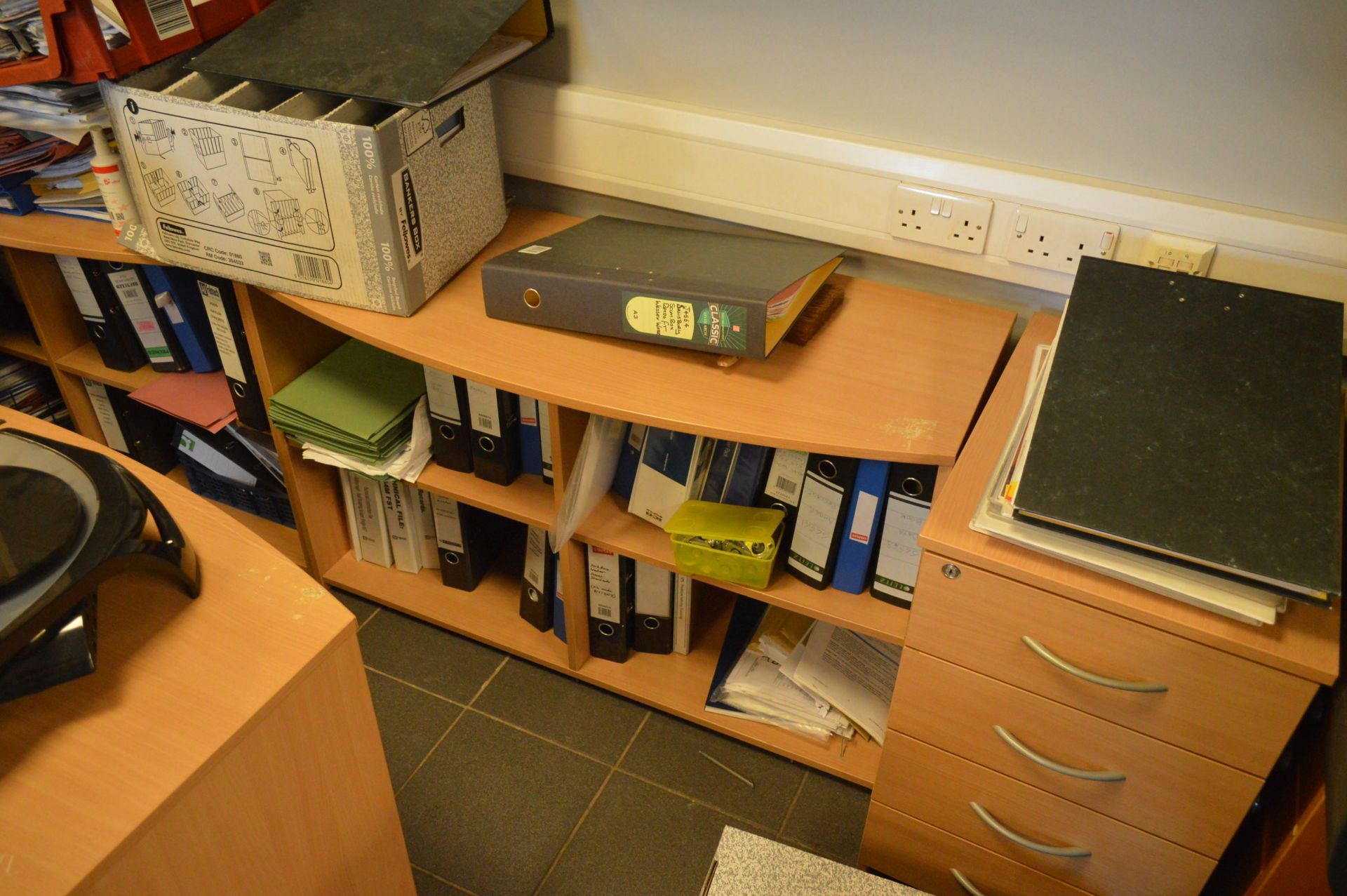 Remaining Office Furniture, including beech effect curved work station, two four drawer filing - Image 3 of 3