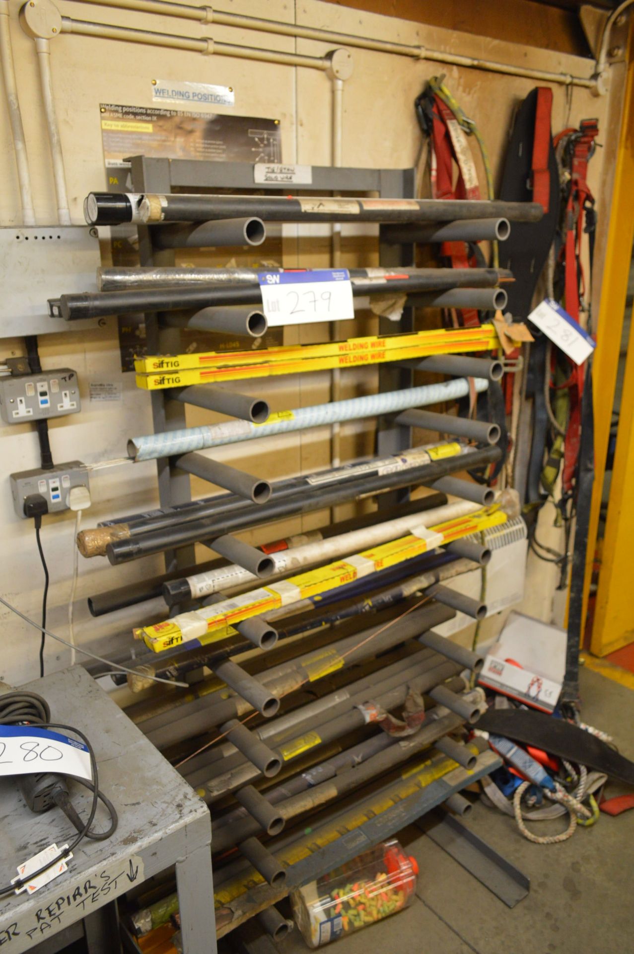 Steel Rack, with welding rod contents