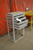 Multi-Drawer Steel Rack, approx. 720mm x 430mm x 1.3m high, with contents including taper drills and