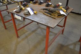 Steel Bench, approx. 1.4m x 1.24m, with steel plate top