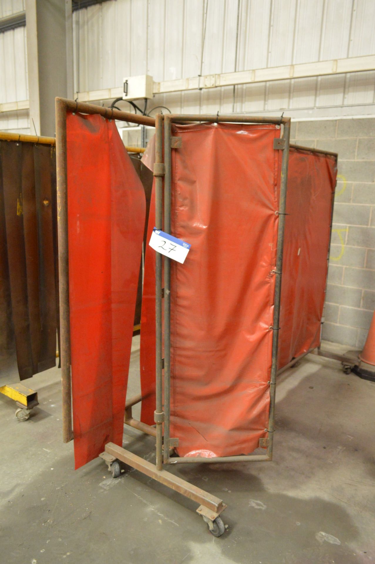 Two Assorted Tubular Steel Framed Welding Screens