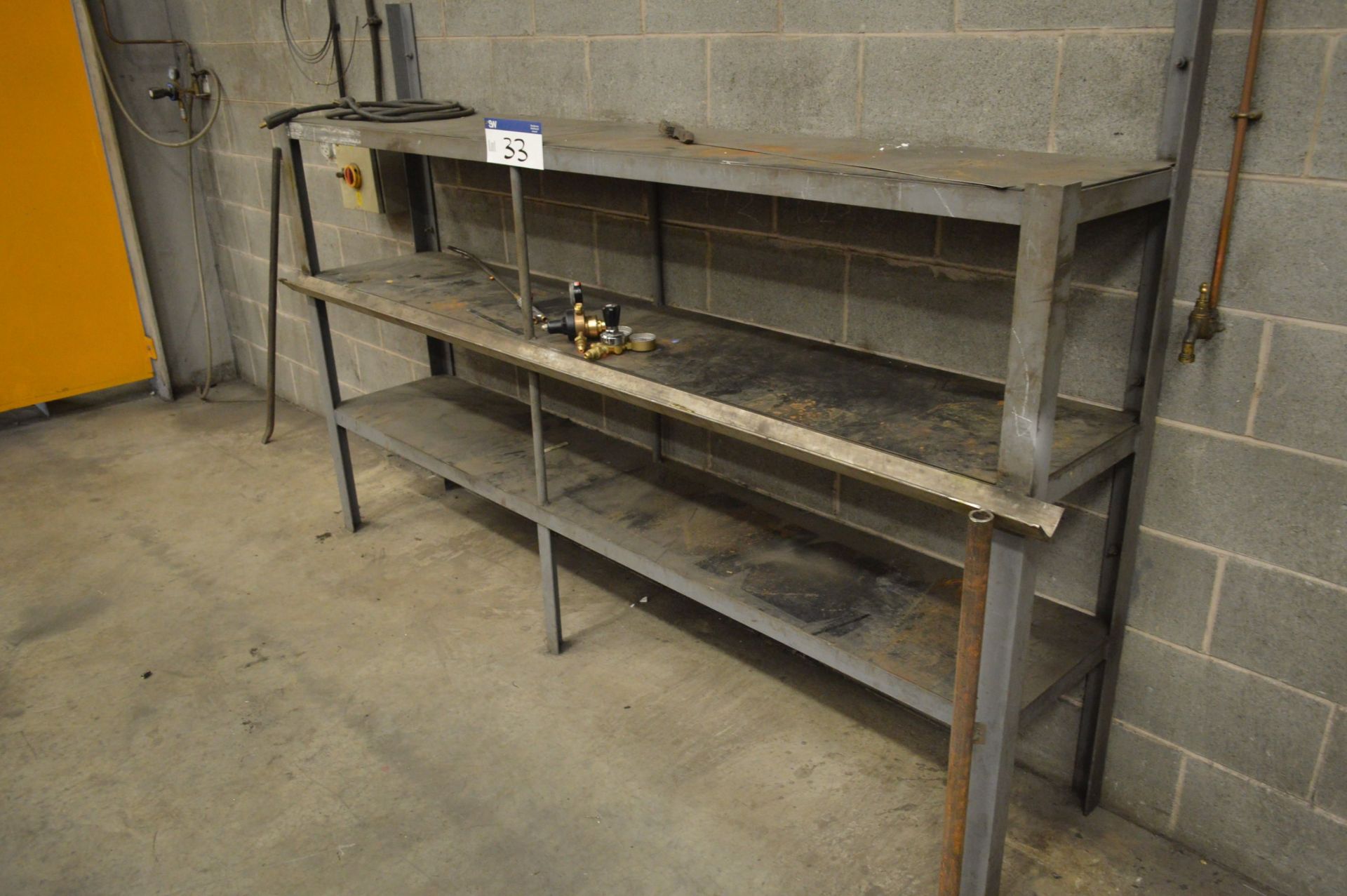 Fabricated Steel Rack, approx. 2.5m x 500mm x 1.4m high