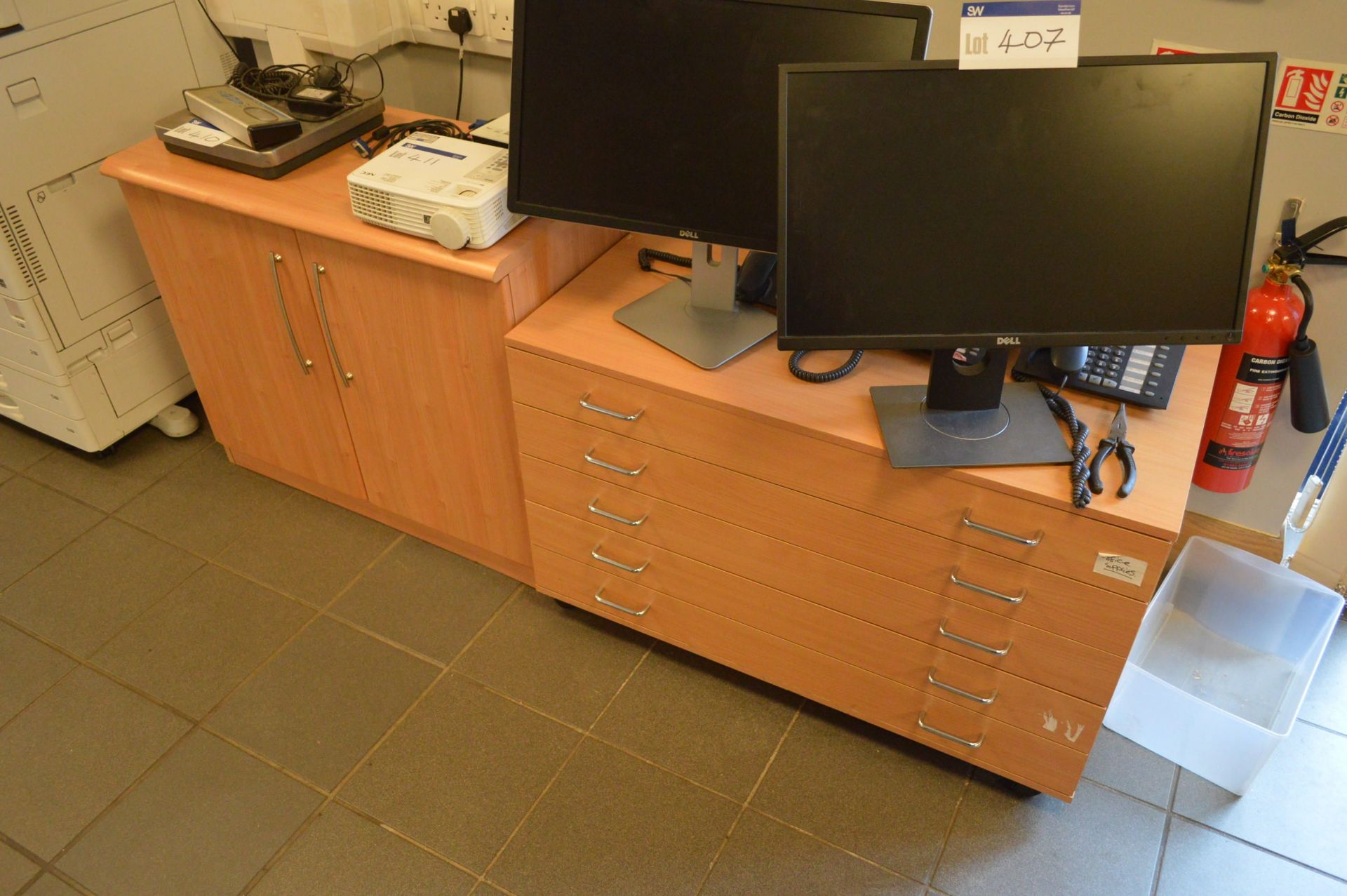 Remaining Office Furniture, including beech effect curved work station, two four drawer filing - Image 2 of 3