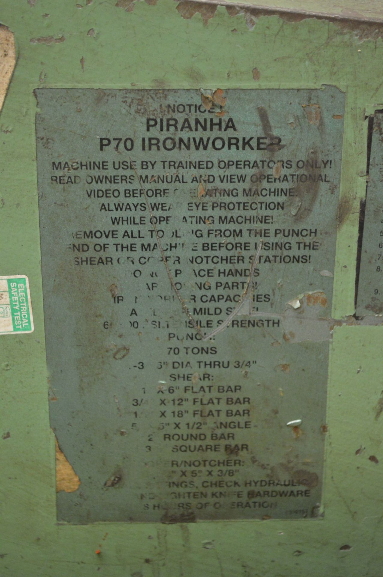 Piranha P70 HYDRAULIC IRON WORKER, serial no. P70-994, with tooling as set out - Image 6 of 6