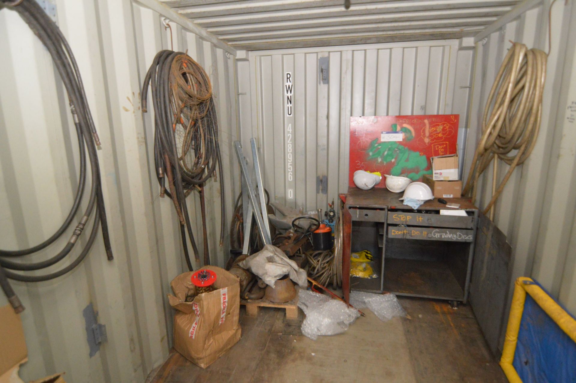 Loose Contents, at end of container, including steel bench