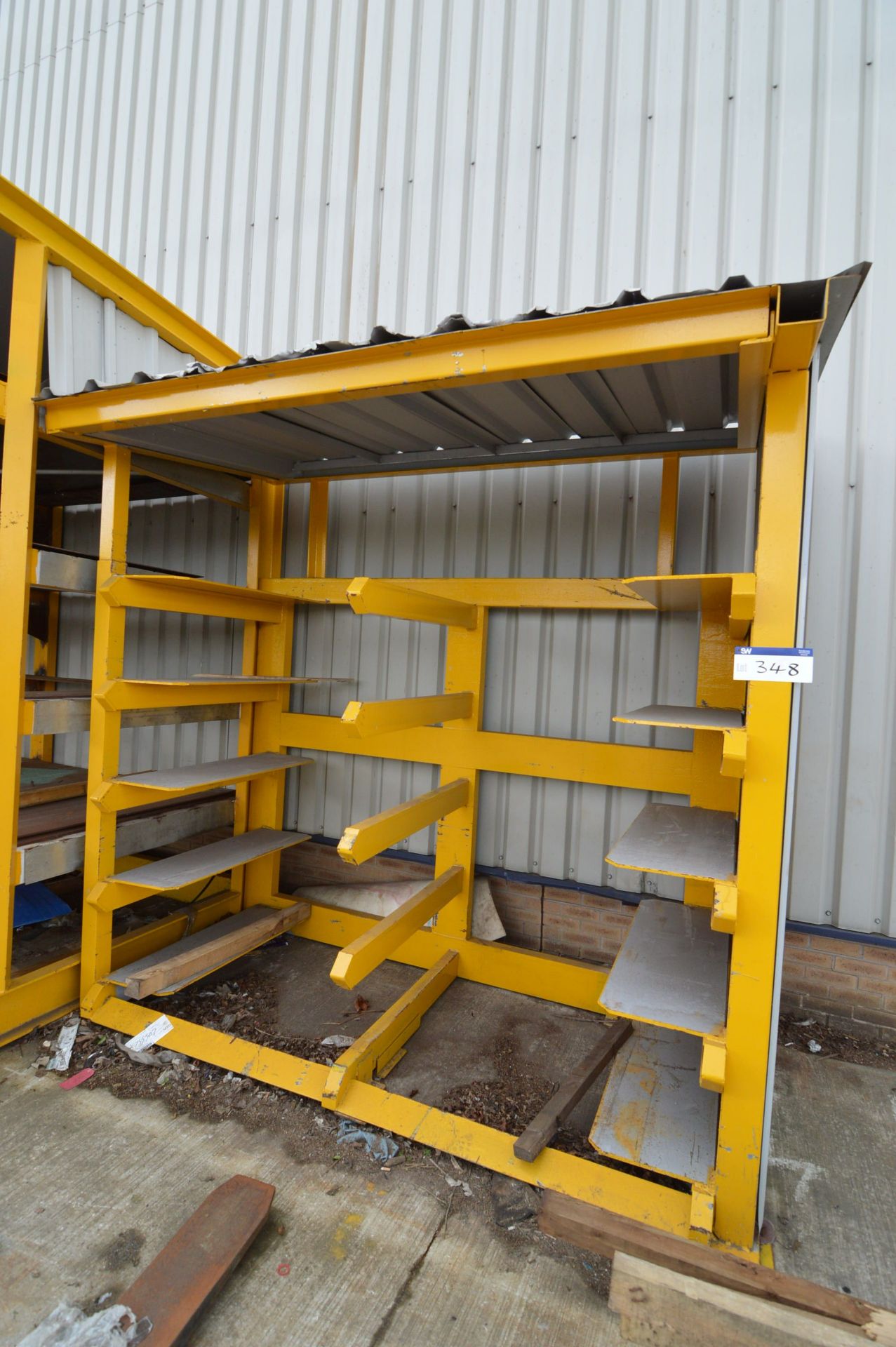 Fabricated Steel Five Tier Sheet Rack, 2.5m wide, with contents