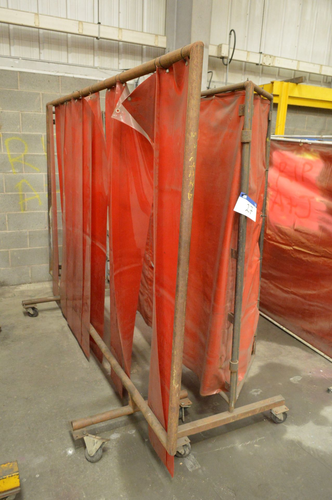 Two Assorted Tubular Steel Framed Welding Screens - Image 2 of 2