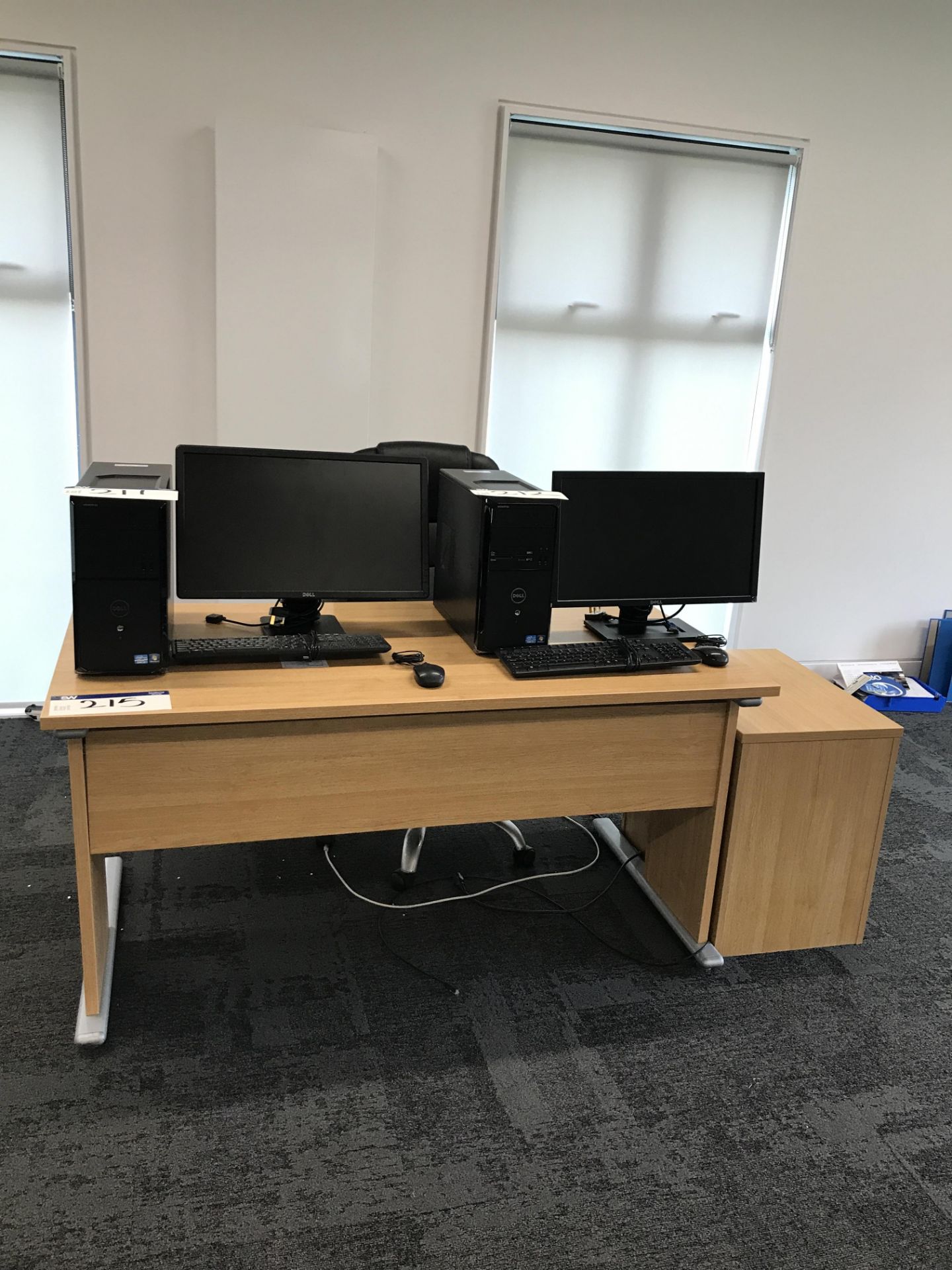 Cantilever Framed Desk, with leather effect upholstered swivel armchair and desk pedestal