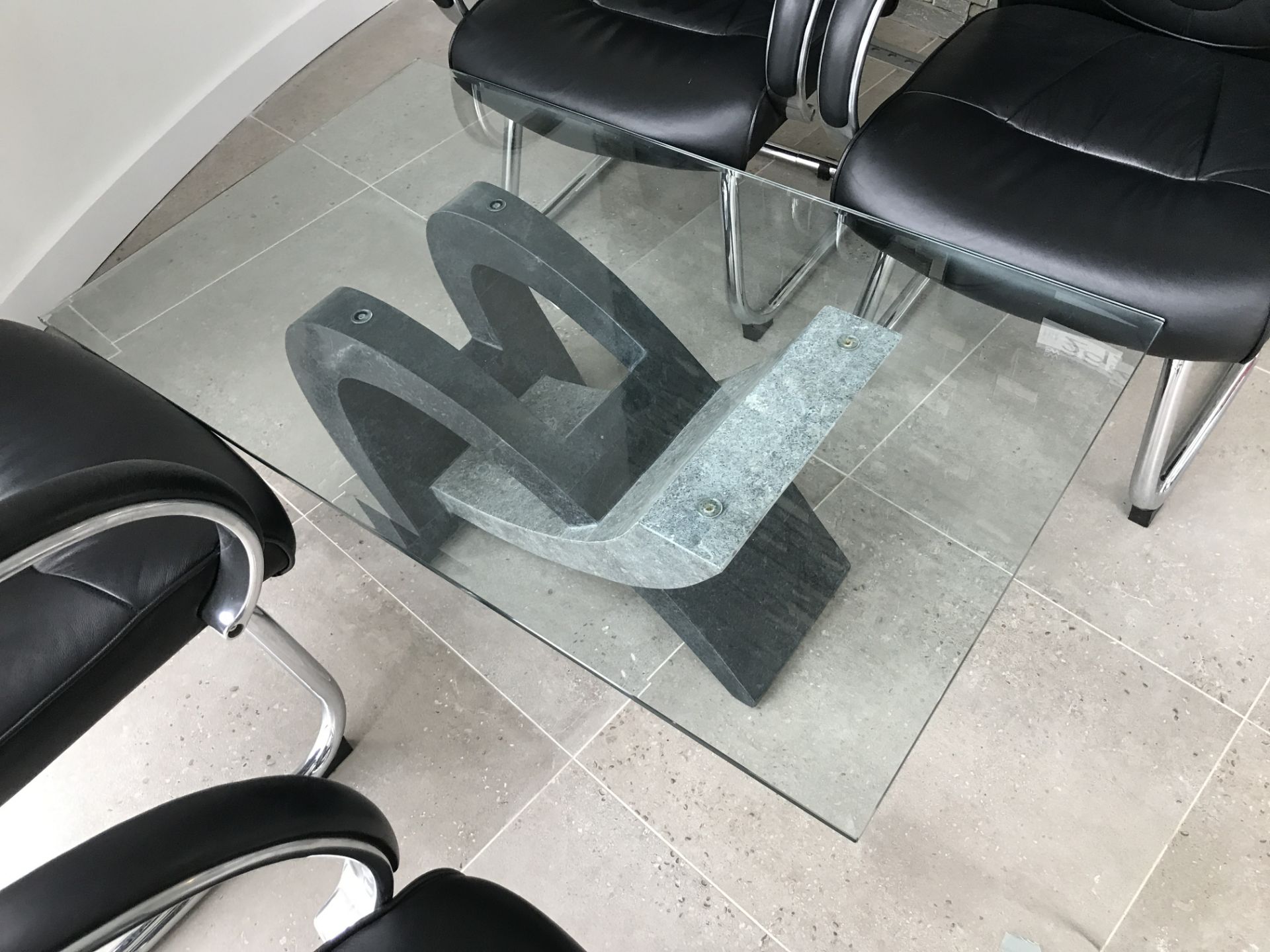 Glazed Top Reception Table, with four leather effect upholstered stand chairs - Image 2 of 2