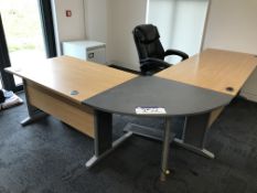 Two Cantilever Framed Desks, Side Table, Leather Effect Upholstered Swivel Armchair, Desk Pedestal &