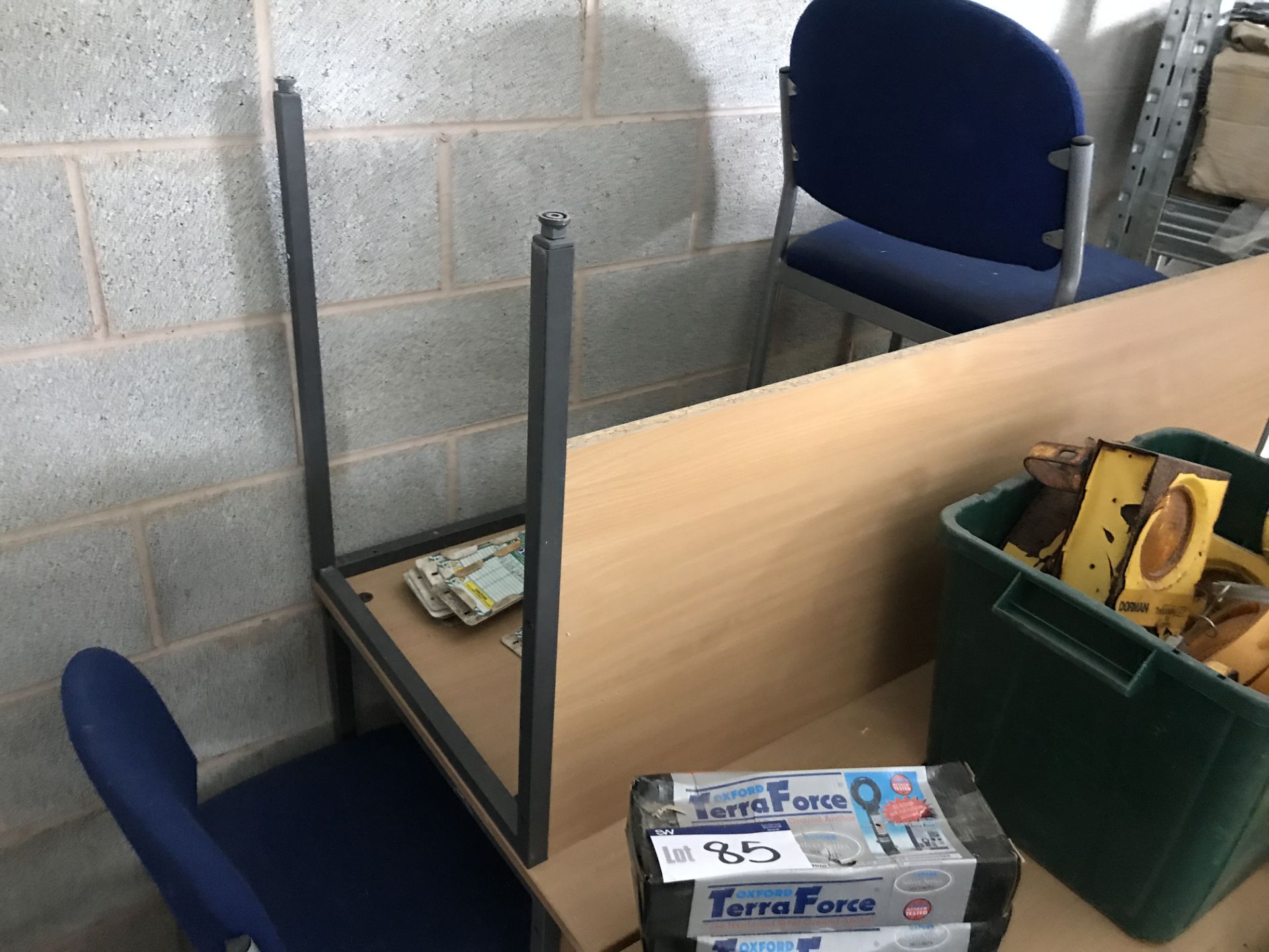 Three Steel Framed Desks, with two fabric upholstered stand chairs - Image 2 of 2