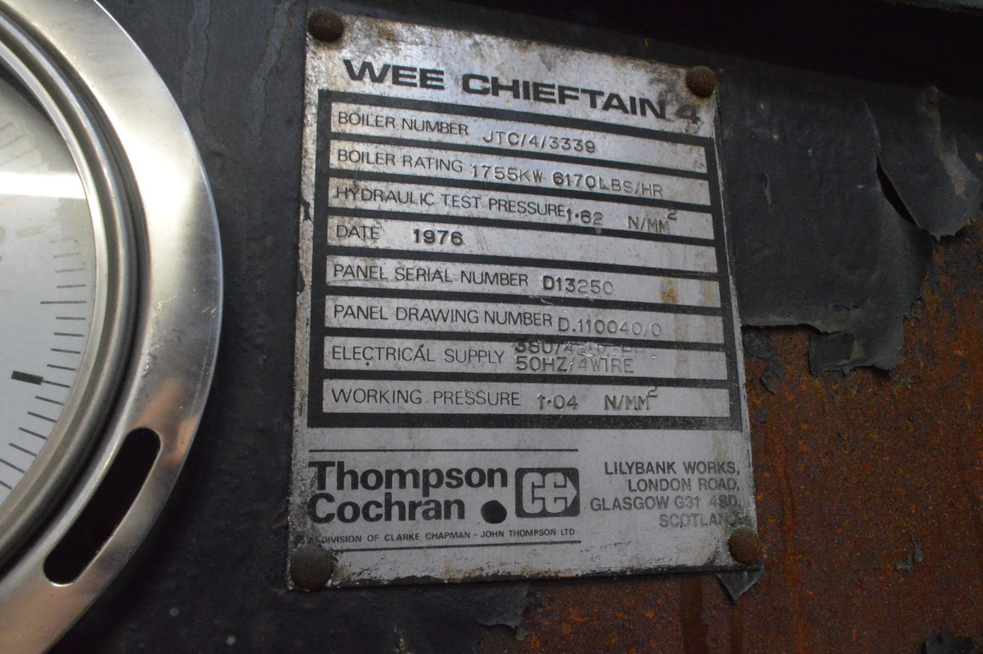 Thompson Cochran Wee Chieftain 4 6170 lbs/ hour Steam Boiler, serial no. JTC 4 3339, year of - Bild 3 aus 3