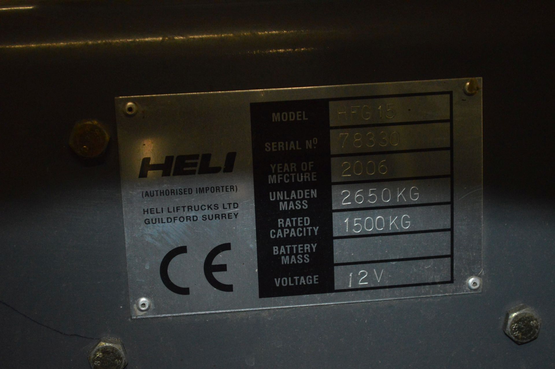 Heli HFG15 H2000 SERIES 1500kg LPG ENGINE FORK LIFT TRUCK, serial no. 78330, year of manufacture - Image 5 of 5