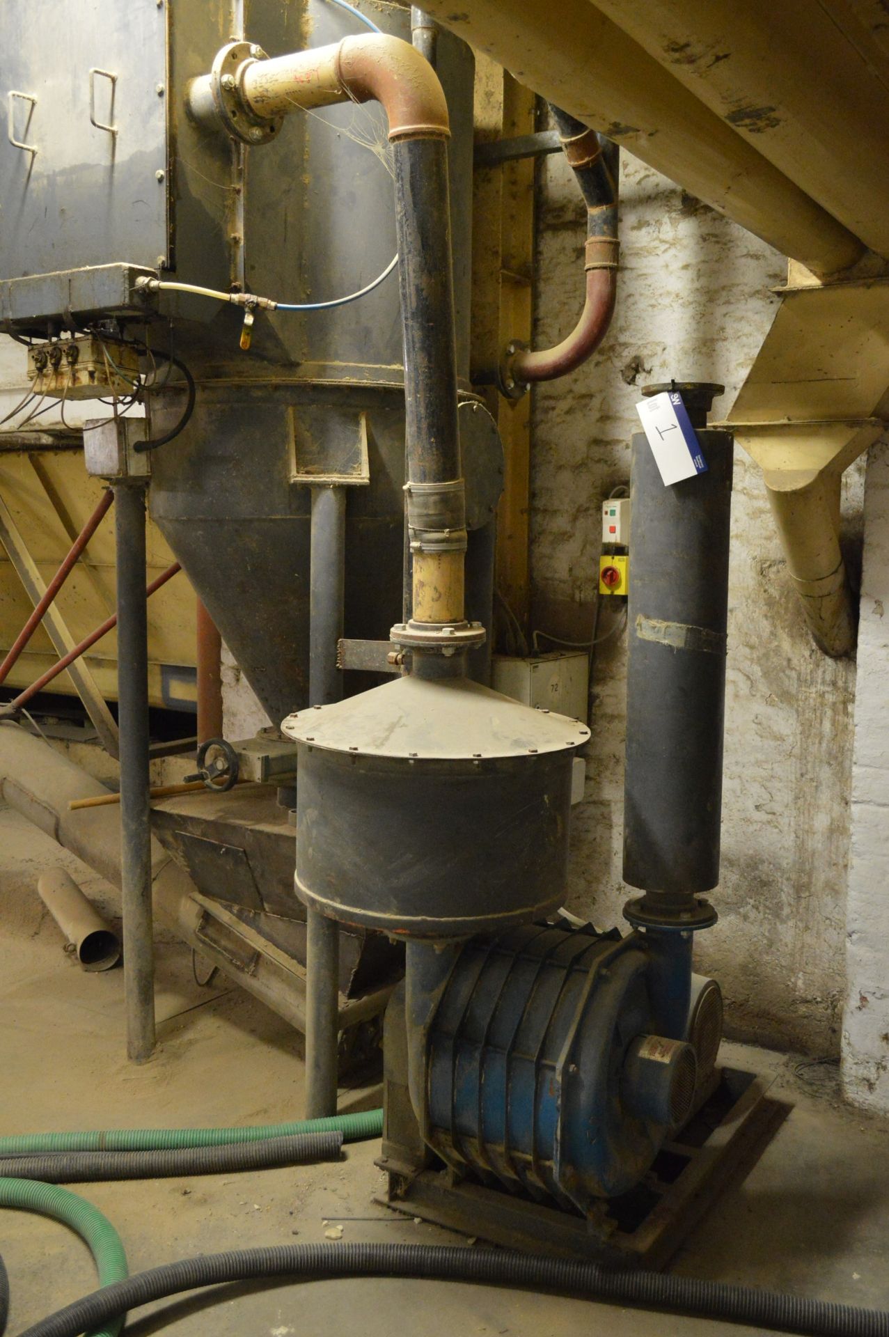 MILL CENTRAL VACUUM SYSTEM, with vacuum, filted11kW electric motor, receiver unit fitted filter,