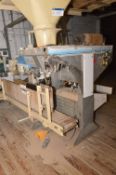 SACK PACKING & STITCHING LINE, comprising PacePacker sack placer, serial no. 1254, sack clamp,