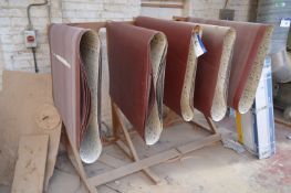 Assorted 1100mm wide Sanding Belts, with timber rack and in box