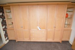 MAPLE VENEER FITTED BEDROOM FURNITURE, approx. 4.1m run x 2.25m high