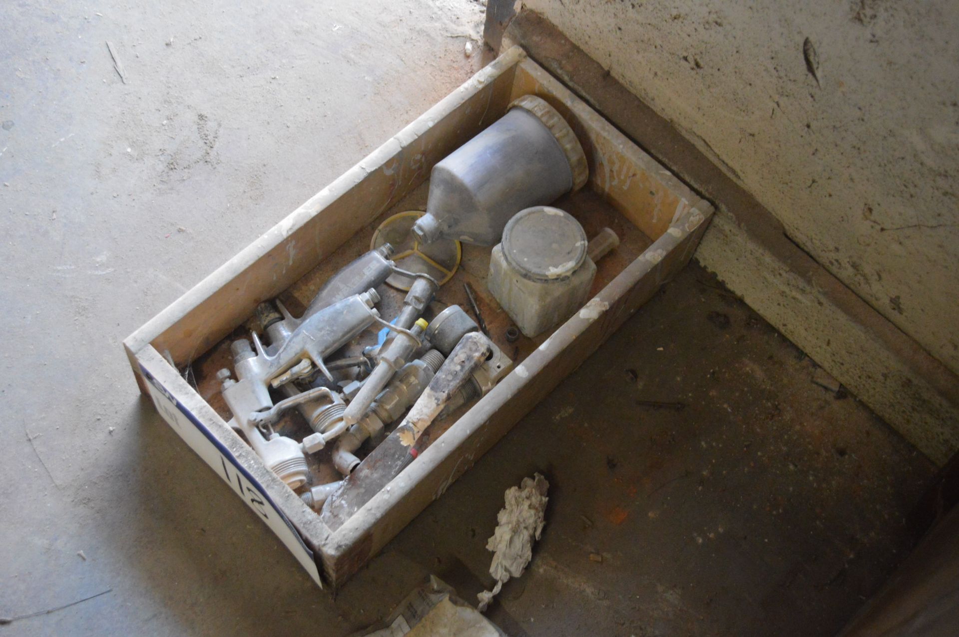 Spray Equipment, in timber tray