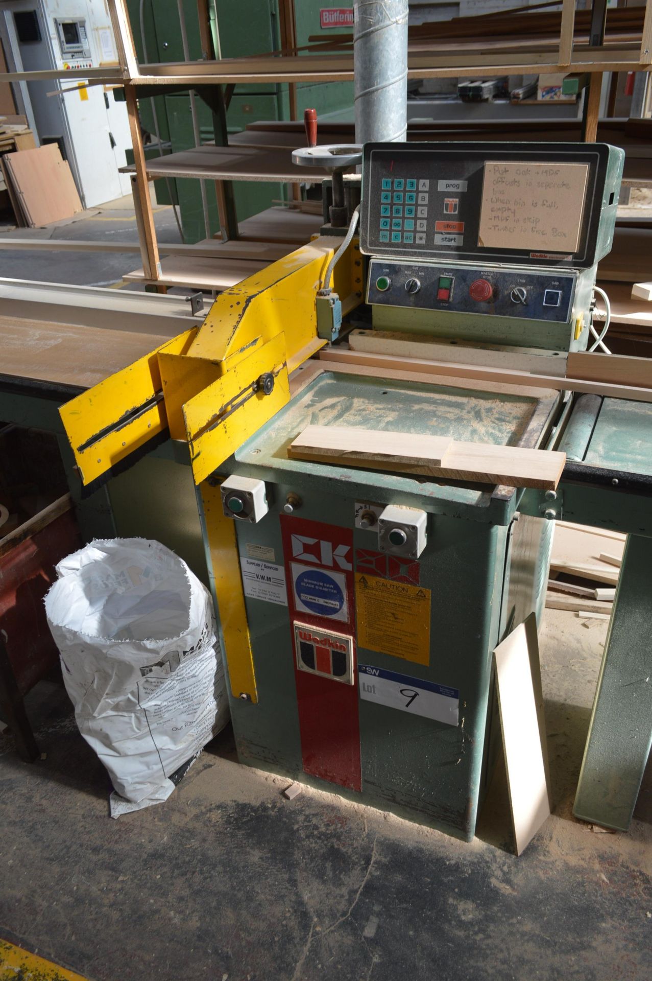 Wadkin CK90 UP-CUT CROSSCUT SAW, serial no. 91143, with roller feed tables - Image 6 of 6