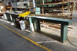 Wadkin CK90 UP-CUT CROSSCUT SAW, serial no. 91143, with roller feed tables