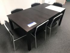 Two Section Meeting Table, with seven fabric upholstered stand chairs