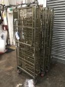 Three Collapsible Wire Mesh Cage Trolleys