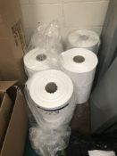 Five Rolls of White Plastic Sheet, as set out on floor