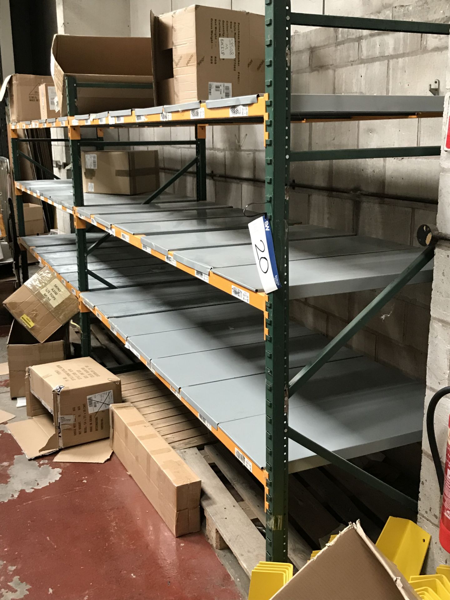 Two-Bay Three-Tier Boltless Pallet Racking, each bay approx. 2.7m long x 4m high x 900mm deep (