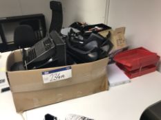 Assorted Office Requisites, as set out on desk and in box on floor