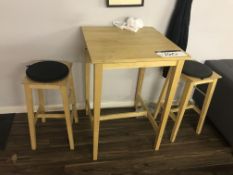 Two Wood High Chairs & Wood Table
