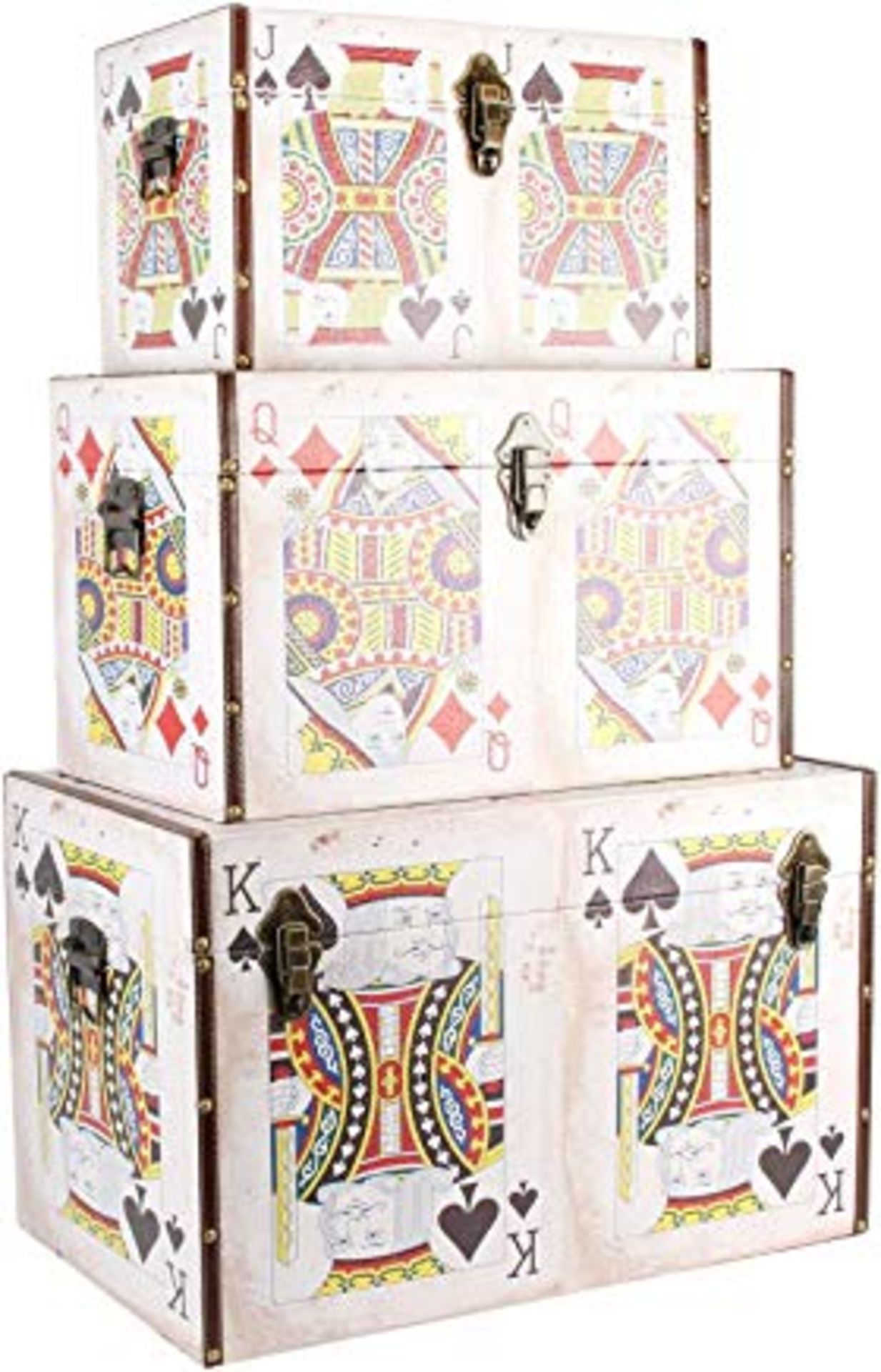 Eight Playing Cards Set of Three Wooden Boxes - Image 2 of 2